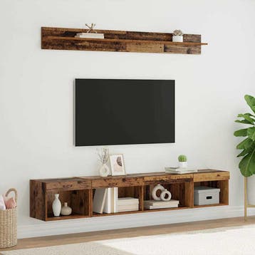 vidaXL TV Wandkast Set 5 st Oudhout Bewerkt hout, Minder dan 50 cm, Verzenden, Nieuw, Minder dan 100 cm