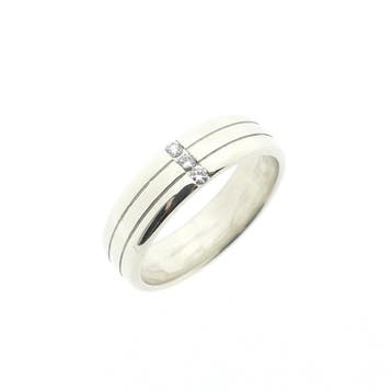 9 karaat ring met diamanten; 0,075 ct., Gebruikt, 19 tot 20, Wit, Ophalen of Verzenden