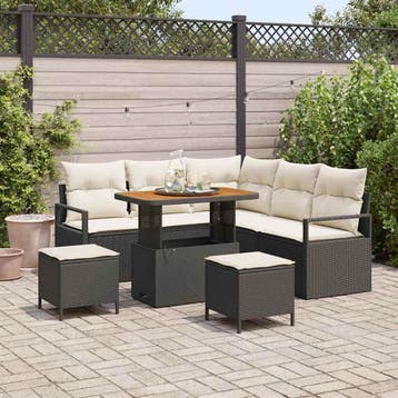 vidaXL Tuinbankenset 8 st Zwart poly rattan, Verzenden, Nieuw, Rotan, 8 zitplaatsen