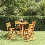 vidaXL 5-delige Tuinbarset massief acaciahout, Verzenden, Nieuw, Hardhout, 4 zitplaatsen