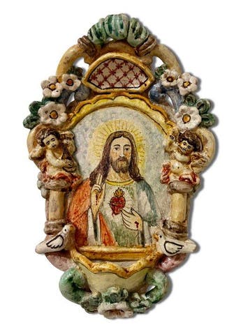 Wijwatervat - 20e eeuw - Heilig Hart van Jezus - 30 cm, Antiek en Kunst