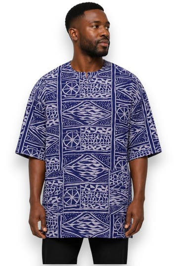 Blauw Ndop Cameroon Dashiki Shirt / Dashiki Jurk - Afrikaans, Ophalen of Verzenden, Nieuw