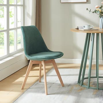 Eetkamerstoelen Fläten set van 2 stuks corduroy donkergroen, Huis en Inrichting, Verzenden, Nieuw