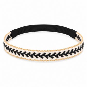 Haarband Sierband 2cm - Gevlochten Ketting - Zwart Wit Goud, Nieuw
