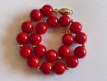 18 karaat (750) goud - rode koraal - Armband
