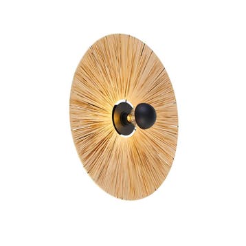 Landelijke wandlamp zwart met touw 60 cm - Leia, Verzenden, Nieuw