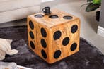 Massieve kubuskruk CUBE 41cm naturel Mindiholz bijzettafel, Ophalen of Verzenden, Nieuw