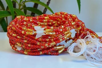 3 in 1  Waist Beads / Afrikaanse Heupketting -  Osime - Rood, Sieraden, Tassen en Uiterlijk, Kettingen, Ophalen of Verzenden, Nieuw