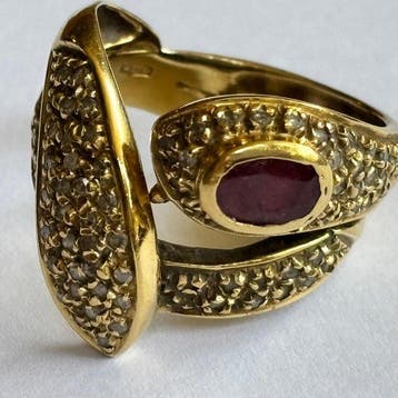 Ring - 18 karaat Geel goud - Diamant, Nieuw