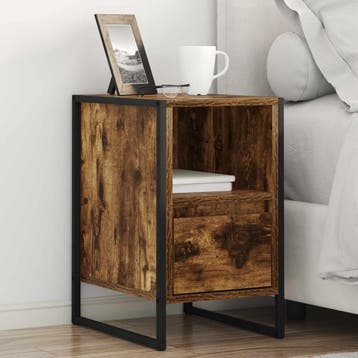vidaXL Nachtkastje 2 st Gerookt eiken 39,5 x 30 x 50 cm, Minder dan 45 cm, Verzenden, Nieuw, Minder dan 55 cm