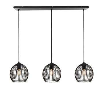 Zwarte Wiro hanglamp met 3 ronde, 20cm,  kappen, Ophalen of Verzenden, Nieuw, Metaal, Industrieel