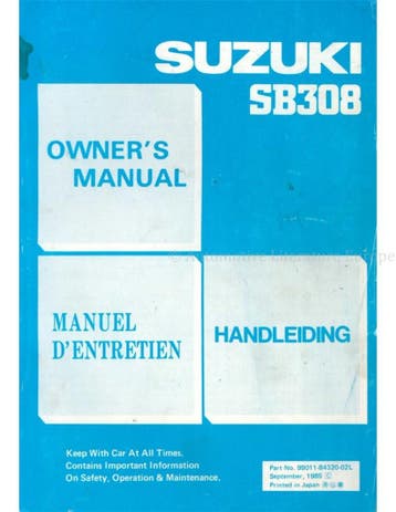 1985 SUZUKI SB308 (ALTO) INSTRUCTIEBOEKJE MULTI, Auto diversen, Handleidingen en Instructieboekjes