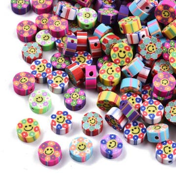 40 x Polymeerklei smile kralen gemixt 10 x 5 mm – gat 1,5., Ophalen of Verzenden, Nieuw, Kraal
