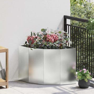 vidaXL Hoek Plantbak zilver 60 x 60 x 50 cm Verzinkt staal, Tuin en Terras, Verzenden, Nieuw, Metaal, 60 tot 100 cm