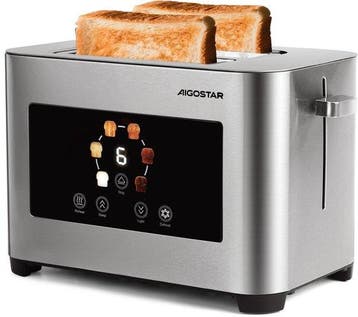 Broodrooster - Toaster - 2 sleuven - 850W - Zilver - Aigosta, Verzenden, Zo goed als nieuw