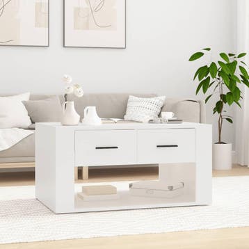 vidaXL Salontafel 80x50x40 cm bewerkt hout wit, Huis en Inrichting, Tafels | Salontafels, 50 tot 100 cm, Verzenden, Nieuw, 50 tot 100 cm