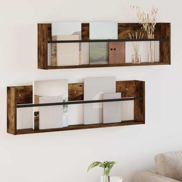 vidaXL Tijdschrift Rek met plank 2 st Gerookt eiken 100 x 12, Verzenden, Nieuw