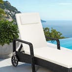 Wicker ligbed met wielen - zwart/beige, Verzenden, Nieuw