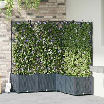 vidaXL Plantenbak 5 st Lichtgrijs 120 x 120 x 143 cm PP, Tuin en Terras, Verzenden, Nieuw, 100 cm of meer, 60 cm of meer