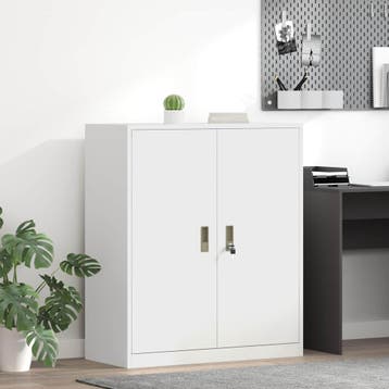 vidaXL Opbergkast Wit 90 x 40 x 105 cm Staal, Huis en Inrichting, Kasten | Roldeurkasten en Archiefkasten, Verzenden, Nieuw