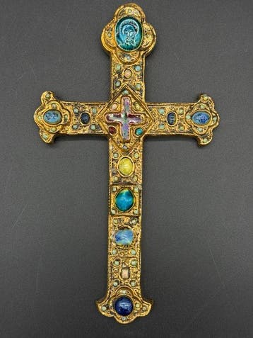Mid-century modern Crucifix - Geëmailleerd aardewerk /