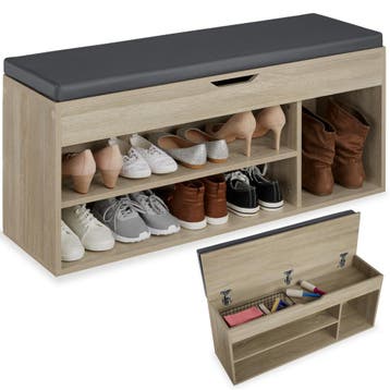 Schoenenkast Natalya met zitkussen 104x30x49cm, Verzenden, Nieuw