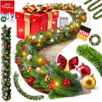 Guirlande met verlichting - Kerstslinger - Kerstversiering -, Huis en Inrichting, Verzenden, Zo goed als nieuw