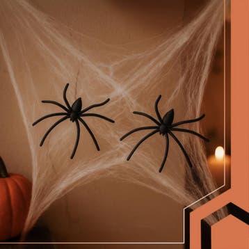 Ruhhy Halloween spinnenweb met 2 spinnen rekbaar kunstweb..., Ophalen of Verzenden, Nieuw