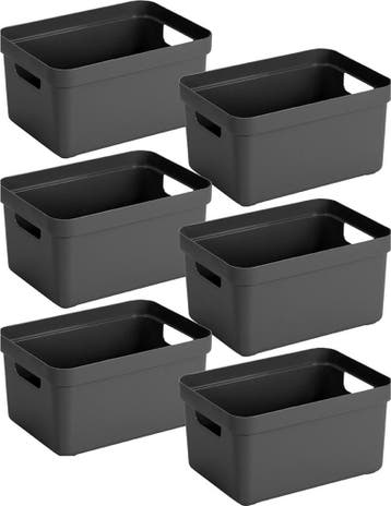 Sunware Home Opbergbox Antraciet 13 liter - Set van 6 stuks, Ophalen of Verzenden, Nieuw