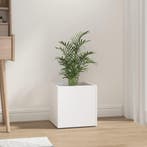 vidaXL Plantenbak 40x40x40 cm bewerkt hout wit, Tuin en Terras, Bloembakken en Plantenbakken, Verzenden, Minder dan 60 cm, Nieuw
