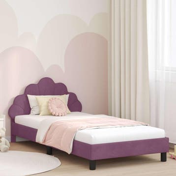 vidaXL Bedframe voor kinderen met hoofdbord Paars 80 x 200, Verzenden, Nieuw, Eenpersoons, Stof