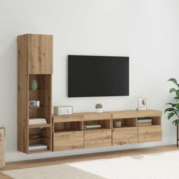 vidaXL TV-wandmeubel 4 st Artisan Eiken Bewerkt hout, Minder dan 50 cm, Verzenden, Nieuw, Minder dan 100 cm