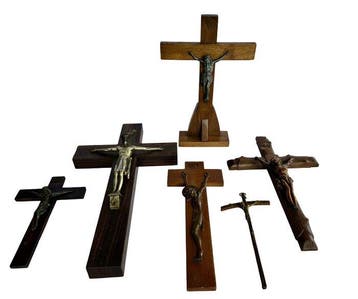 Crucifix (6) - Hout, Metaal, resin - 1940-1950, 1930-1940 -