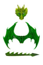 Verkleed Set Draak Groen Draken Masker Staart Vleugels Verkl, Ophalen of Verzenden, Nieuw, Halloween