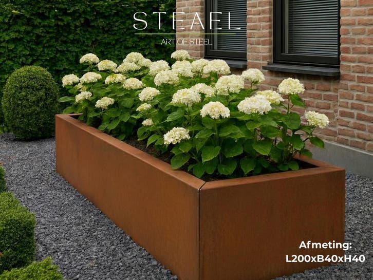 Cortenstaal plantenbak - bloembak rechthoek - diverse maten, Tuin en Terras, Bloembakken en Plantenbakken, 60 cm of meer, 100 cm of meer