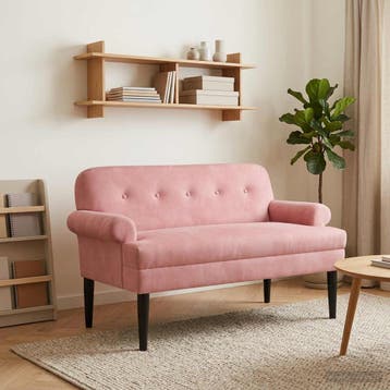 vidaXL Loungebank met knopencomfort Roze 120 x 66 x 78 cm, Verzenden, Nieuw, Stof, Minder dan 150 cm