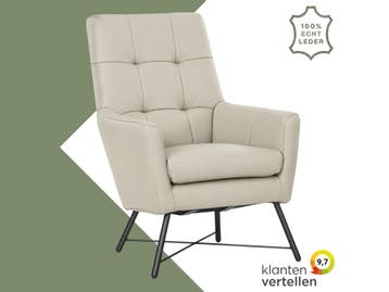 Leren fauteuil Proud - Toledo Misty (crème), Nieuw, Ophalen of Verzenden, 75 tot 100 cm, Industrieel, Modern