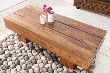Massief houten design salontafel BOLT 100cm Sheesham, Ophalen of Verzenden, Nieuw