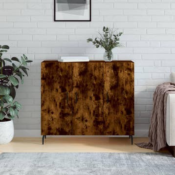 vidaXL Dressoir 90x34x80 cm bewerkt hout gerookt, Verzenden, Nieuw, Overige houtsoorten, Minder dan 50 cm