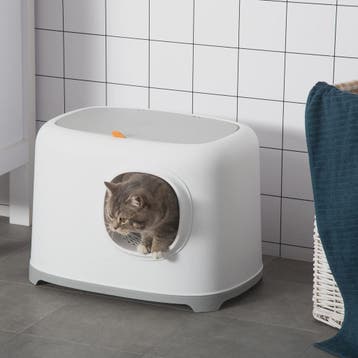 PawHut Gesloten Kattenbak met Deksel en Schep - Wit, Verzenden, Nieuw