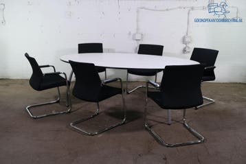 Assenburg ovale vergadertafel tweedehands – Ahorn blad, grij, Verzenden, Gebruikt