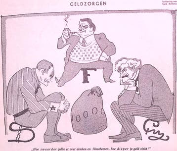 Spotprent over verschillende valuta tijdens recessie, Verzenden
