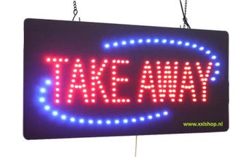 Take away afhalen LED bord lamp verlichting lichtbak reclame, Verzamelen, Verzenden, Nieuw