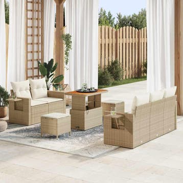 vidaXL Tuin Sofa Set 8 st Beige poly rattan, Verzenden, Nieuw, Rotan, 8 zitplaatsen