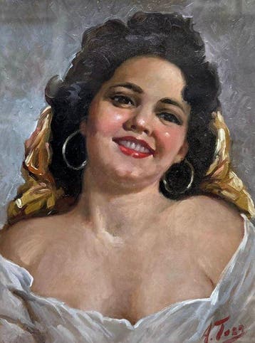 Attilio Toro (1892-1982) - Ritratto di ragazza sorridente