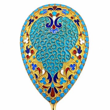 Large Antique Imperial Russian 84 Zolotnik Silver Enamel