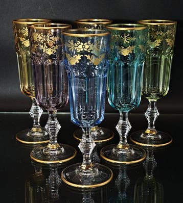 Artemisia - Champagne fluitje (6) - Kristal, gouden zecchino