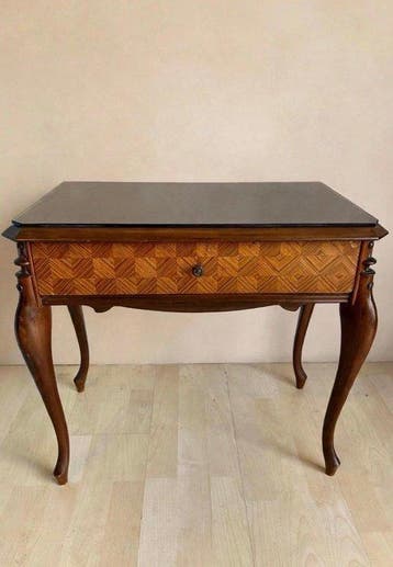 Kabinet - Hout, Glas - Antieke intarsia