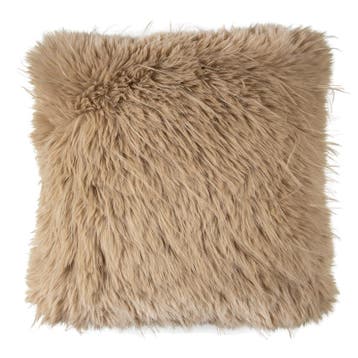 kussen teddy langhaar pluk cognac 45x45cm, Verzenden, Nieuw