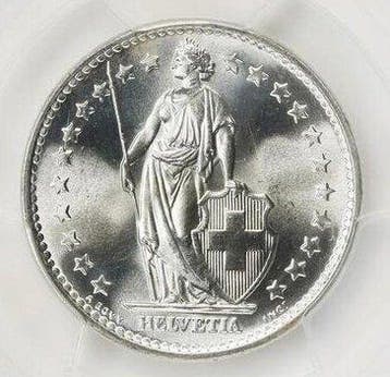 Zwitserland. 2 Francs 1965 - PCGS MS66